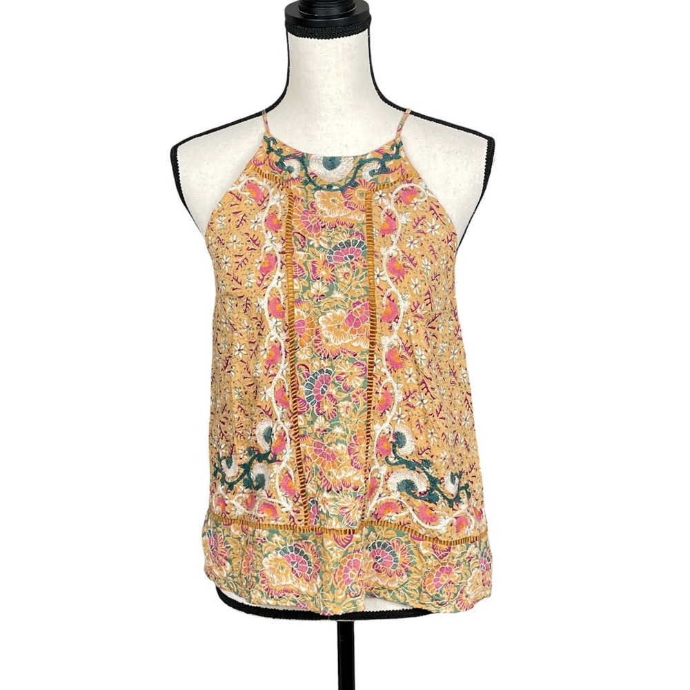Anthropologie Akemi Kin Paisley Embroidered Halter‎ Top Womens 4 Boho Festival